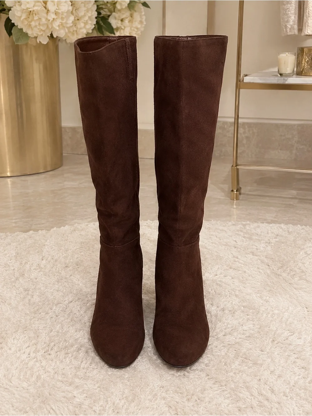 A2 by Aerosoles Brown Faux Suede Knee High Block Heel Boots 10M